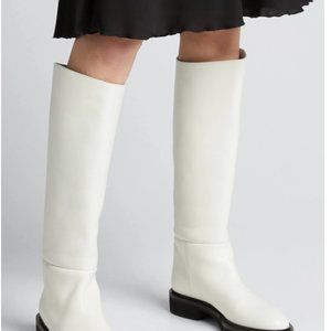 Brand New Khaite Derby Leather Knee High Riding Boots in White 40